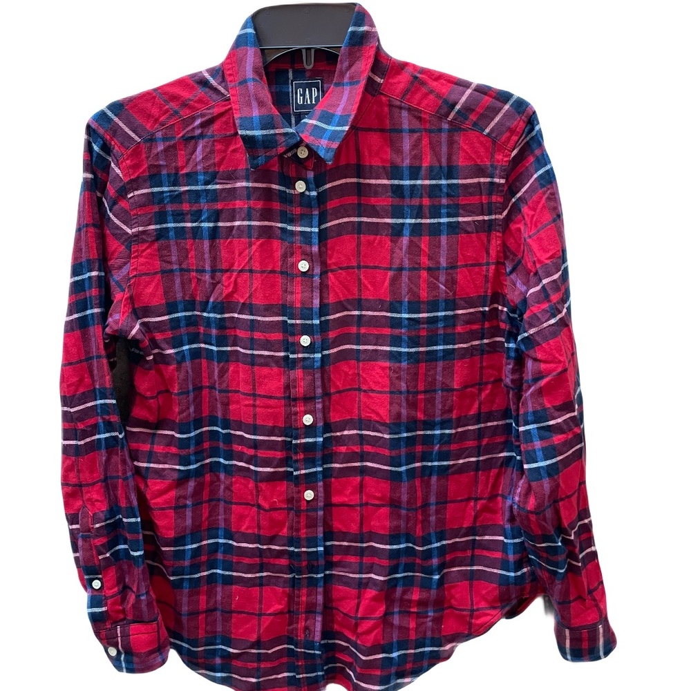 ❤️ GAP RED PLAID FLANNEL BUTTON DOWN SHIRT SIZE XS